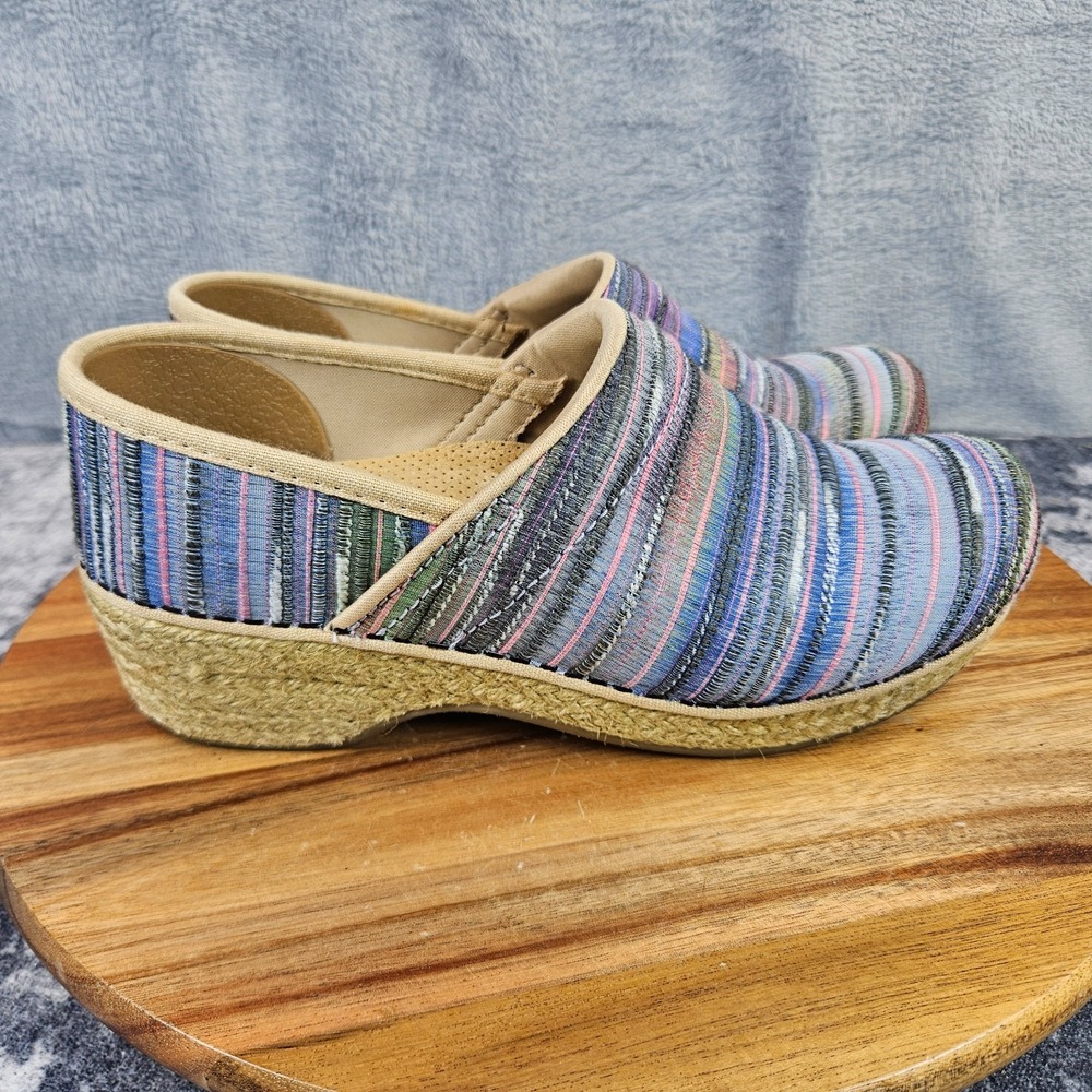 Dansko Jute Pro Artisan Weave Slip-On Multicolor Striped Clogs Size EU 36/US 6